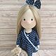 Текстильная кукла. Платье в горох. Тыквоголовка. Vera's dolls. Интернет-магазин Ярмарка Мастеров.  Фото №2