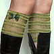 Mini green lace leg warmers knit from yarn lnyanoy, Leg warmers, Jelgava,  Фото №1