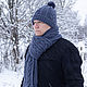Men's hat and knitted scarf with braids. Caps. Knitwear shop Fairy Tale by Irina. My Livemaster. Фото №4