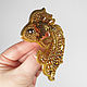 Brooch made of beads gold Fish, fish brooch. Brooches. Zveva. My Livemaster. Фото №6