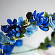 A wreath on the head 'With blue flowers and blackberries', Tiaras, Moscow,  Фото №1