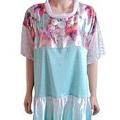 Одежда handmade. Livemaster - original item Summer light tunic mint and lilac color made of knitwear and silk. Handmade.