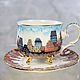 teacups: Porcelain tea pair ' Old town'. Single Tea Sets. KASTdecor. My Livemaster. Фото №4