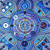 Картины и панно handmade. Livemaster - original item Blue Blue painting Cosmos. Abstraction of rhinestones crystals. Handmade.