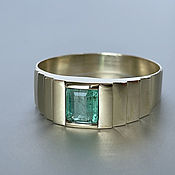 Украшения handmade. Livemaster - original item Men`s Gold Ring with Emerald (1,39 ct) Handmade Ring. Handmade.