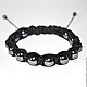 Leather Shamballa bracelet with hematite stone. Shamballa genuine stones
