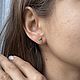 Серебряные серьги с хризолитом. Серьги-пусеты. Natura Silverica. Интернет-магазин Ярмарка Мастеров.  Фото №2