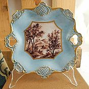 Винтаж handmade. Livemaster - original item Plates vintage: Baroque dish with landscape painting in the center. Handmade.