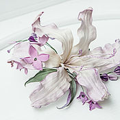 Украшения handmade. Livemaster - original item The decoration of leather Regal Lily. Brooch, clip, or headband.. Handmade.