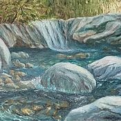Картины и панно ручной работы. Ярмарка Мастеров - ручная работа Oil painting Mountain river as a gift Painting in the interior stones. Handmade.