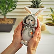 Knitted interior toy White Rat-cook