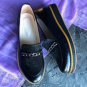 Обувь ручной работы handmade. Livemaster - original item Pumps View black nubuck / leather chain. Handmade.