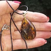 Украшения handmade. Livemaster - original item Amber pendant made of amber with inclusions of natural moss. Handmade.