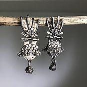 Украшения handmade. Livemaster - original item Art-Fish Bird Earrings. Silver, gold, spinel. Handmade.