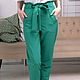 Women's summer trousers, banana trousers with high waist green Emerald. Pants. Lara (EnigmaStyle). My Livemaster. Фото №4