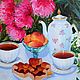 Заказать  "Чай в саду". Картина маслом. Julia Аrt ( Художник Юлия ). Ярмарка Мастеров. . Картины Фото №3