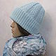 Knitted cap on fleece, turquoise color, a gift to a girl. Caps. Cozy corner. My Livemaster. Фото №4