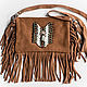 Bag made of genuine leather ( suede ) with fringes, Classic Bag, Denpasar,  Фото №1