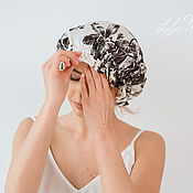 Аксессуары handmade. Livemaster - original item Silk hat with fancy flowers milky black. Handmade.