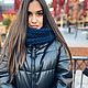 Тёмно-синий шарф-снуд с косами в два оборота "Север", Scarves, Moscow,  Фото №1