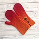 Knitted mittens, felted with embroidery. Mittens. warm hands. Online shopping on My Livemaster.  Фото №2