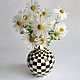 Ваза Маккензи Чайлдс, ваза черно-белая, ваза для цветов, ваза интерьер. Вазы. Стеклянный магазинчик. Ярмарка Мастеров.  Фото №4