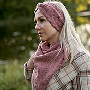 Аксессуары handmade. Livemaster - original item Kit:double bandage and kerchief made of 100% Merino. Handmade.