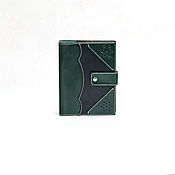 Канцелярские товары handmade. Livemaster - original item Notebook made of genuine cow leather, with decor(green).. Handmade.