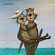 Картина Любовь море коты 3 маслом. Картины. Гвозданова Валентина картины. Ярмарка Мастеров.  Фото №4