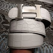 Аксессуары handmade. Livemaster - original item Belt from the abdominal part of the Siamese crocodile, in white.. Handmade.