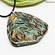 Polymer pendant shiny and bright turquoise with gold color