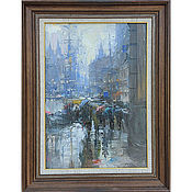 Картины и панно handmade. Livemaster - original item Tverskaya ul. Rain./ 60h40 cm/ oil on canvas. Handmade.