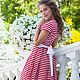 Red Striped Dress with Lace, Cotton Summer striped dress. Dresses. mozaika-rus. My Livemaster. Фото №5