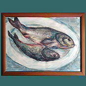Картины и панно handmade. Livemaster - original item Picture. Fish on a plate. Handmade.