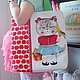 Cумка большая для девочки / Кошки котята / Красная бирюзовая. Классическая сумка. RabbitLia (Воробьева Лейсан). Интернет-магазин Ярмарка Мастеров.  Фото №2
