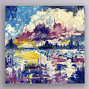 Картины и панно handmade. Livemaster - original item oil painting sunset on the sea. Gentle abstract painting. Handmade.