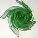 Silk batik scarf green neckerchief as a gift to a woman, Shawls1, Tver,  Фото №1