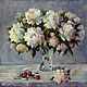 Oil painting on canvas Peonies, bouquet of flowers in a vase painting, Pictures, Krasnodar,  Фото №1