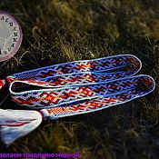 Русский стиль handmade. Livemaster - original item Slavets belt is white-burgundy-red with an emerald border. Handmade.