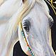 Круглая картина Белая арабская лошадь. Картины. Екатерина Стяжкина. Интернет-магазин Ярмарка Мастеров.  Фото №2