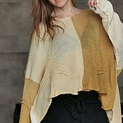 Одежда handmade. Livemaster - original item Jackets: Asymmetrical golden knitted jacket with pinches. Handmade.