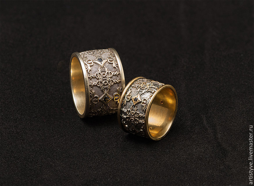 Широкие обручальные кольца из серебра