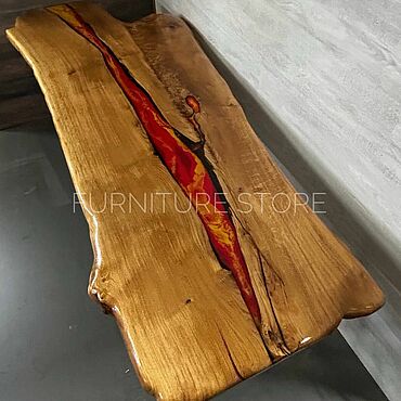 Для дома и интерьера ручной работы. Ярмарка Мастеров - ручная работа Столы: Стол из дуба и эпоксидки «Лава». Handmade.