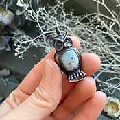 Украшения handmade. Livemaster - original item Copper Owl pendant with moss agate. Handmade.