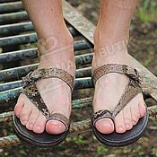 Обувь ручной работы handmade. Livemaster - original item Sandals clogs Mens genuine Python leather Beige multi. Handmade.