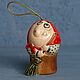 Baba Yaga in a mortar is a toy for the Christmas tree, Christmas decorations, Sergiev Posad,  Фото №1