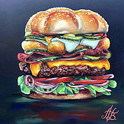 Картины и панно handmade. Livemaster - original item Pictures: Burger with nuggets. Original. Handmade.
