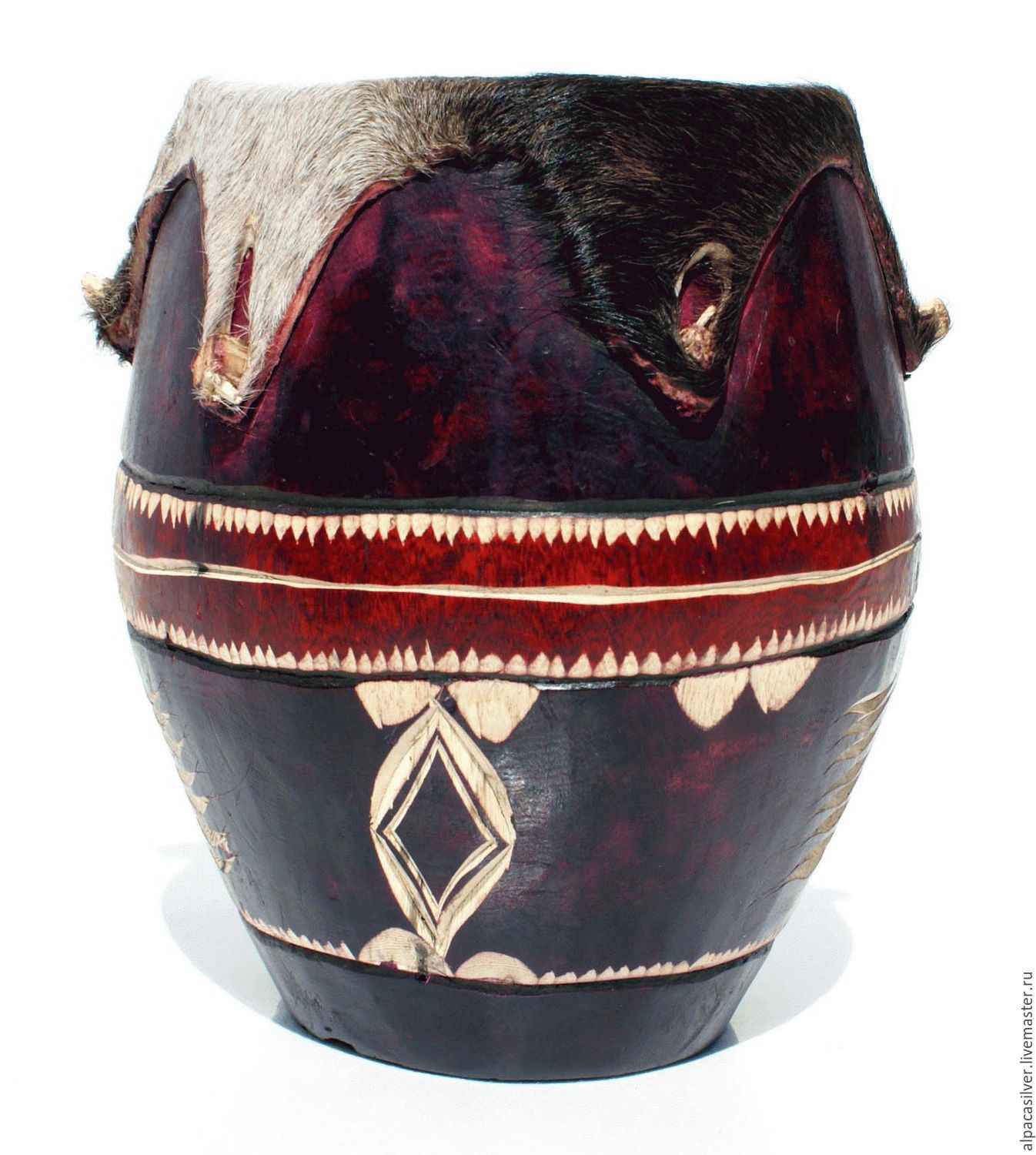 Большой африканский барабан из дерева и кожи в интернет-магазине на ...