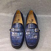 Обувь ручной работы handmade. Livemaster - original item Men`s loafers, crocodile leather, blue.. Handmade.