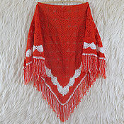 Аксессуары handmade. Livemaster - original item Shawl knitted from acrylic, red (No. №306). Handmade.